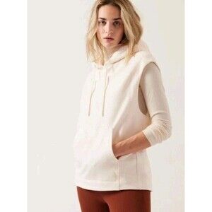 Athleta Retroplush Cocoon Hoodie Sweatshirt Magnolia White SIZE M  Sleeveless